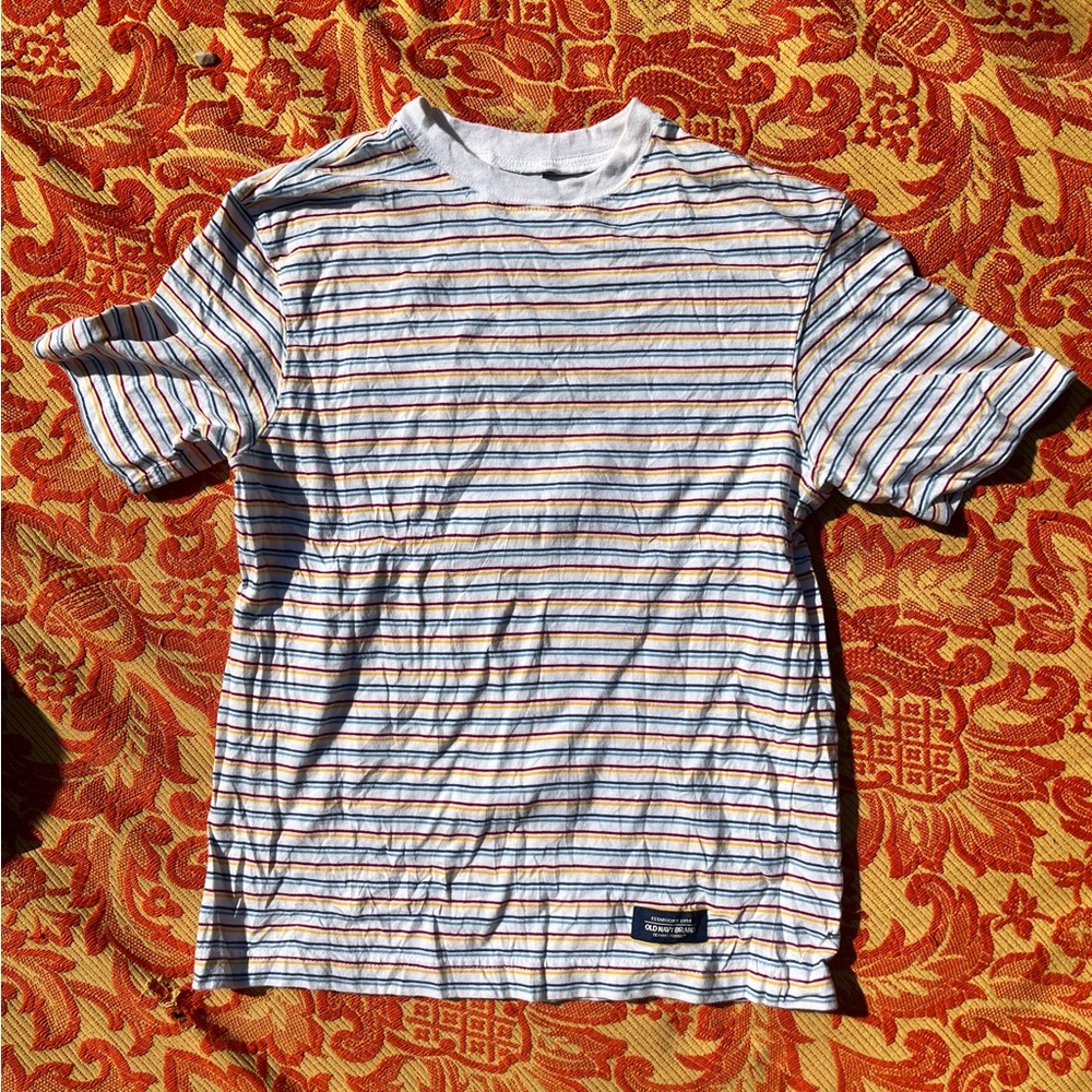 Short Sleeve Vintage Rainbow Striped Tee